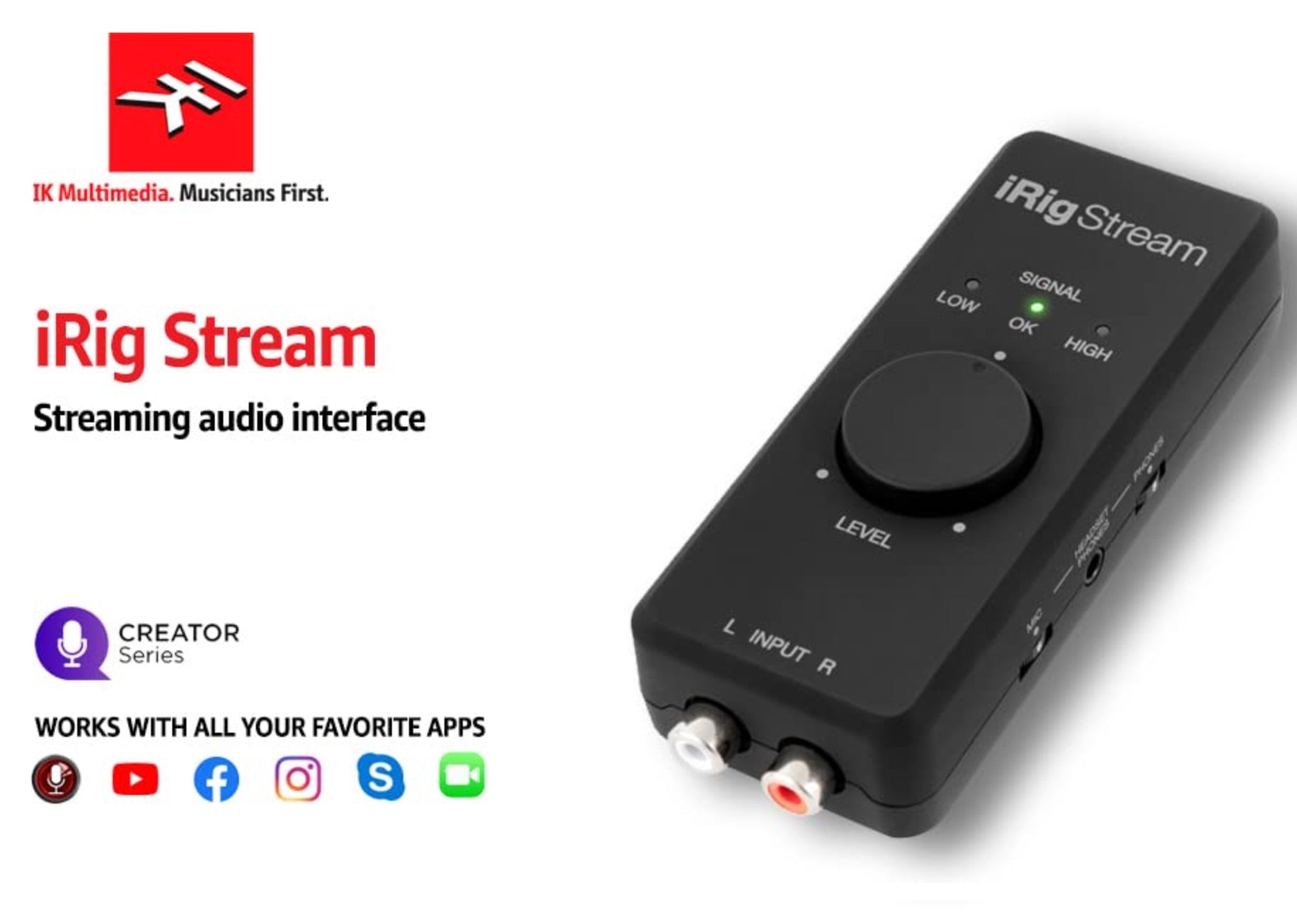 IK Multimedia iRig Stream 2-Channel Audio Interface for iPhone, iPad,